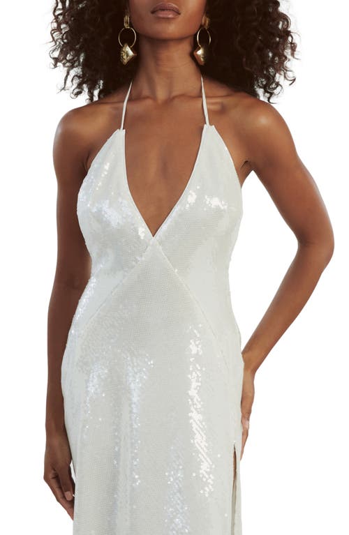 Shop Bardot Yve Sequin Halter Dress In White