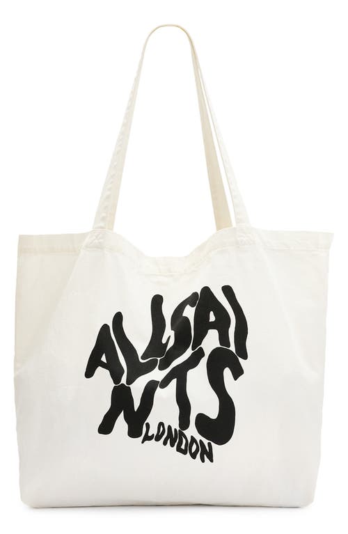 Shop Allsaints Orlando Logo Canvas Tote In Chalk/black