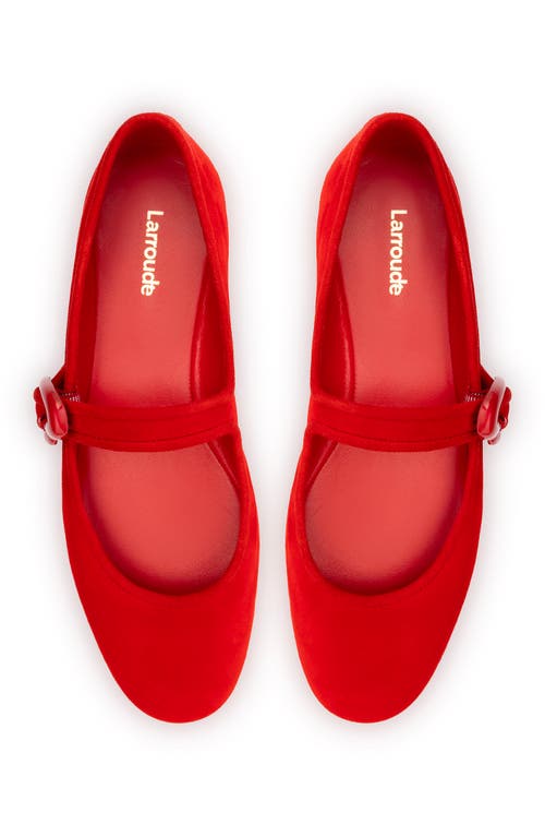Larroude Verona Suede Mary Jane Ballerina Flats In Scarlet