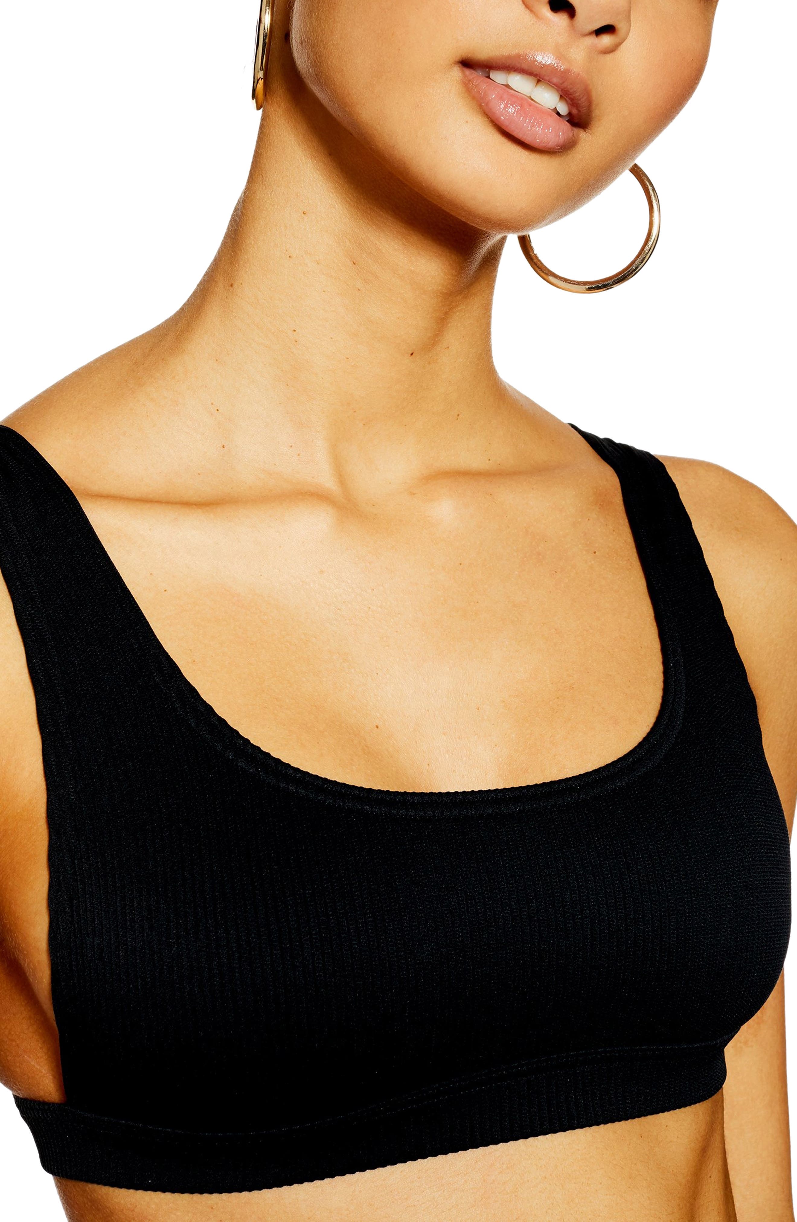Topshop Crinkle Bikini Top, US (fits like 0-2) - Black