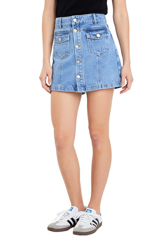 Shop Grey Lab High Waist Button Front Denim Skort