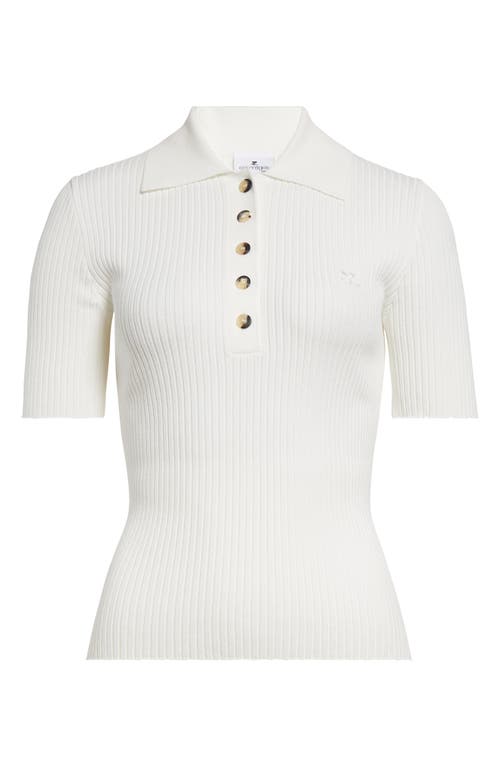 Shop Courrèges Signature Rib Polo Sweater In Heritage White