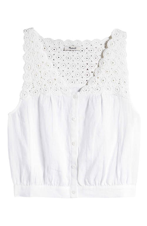 Madewell Crocheted V-neck Bubble Top In Eyelet White