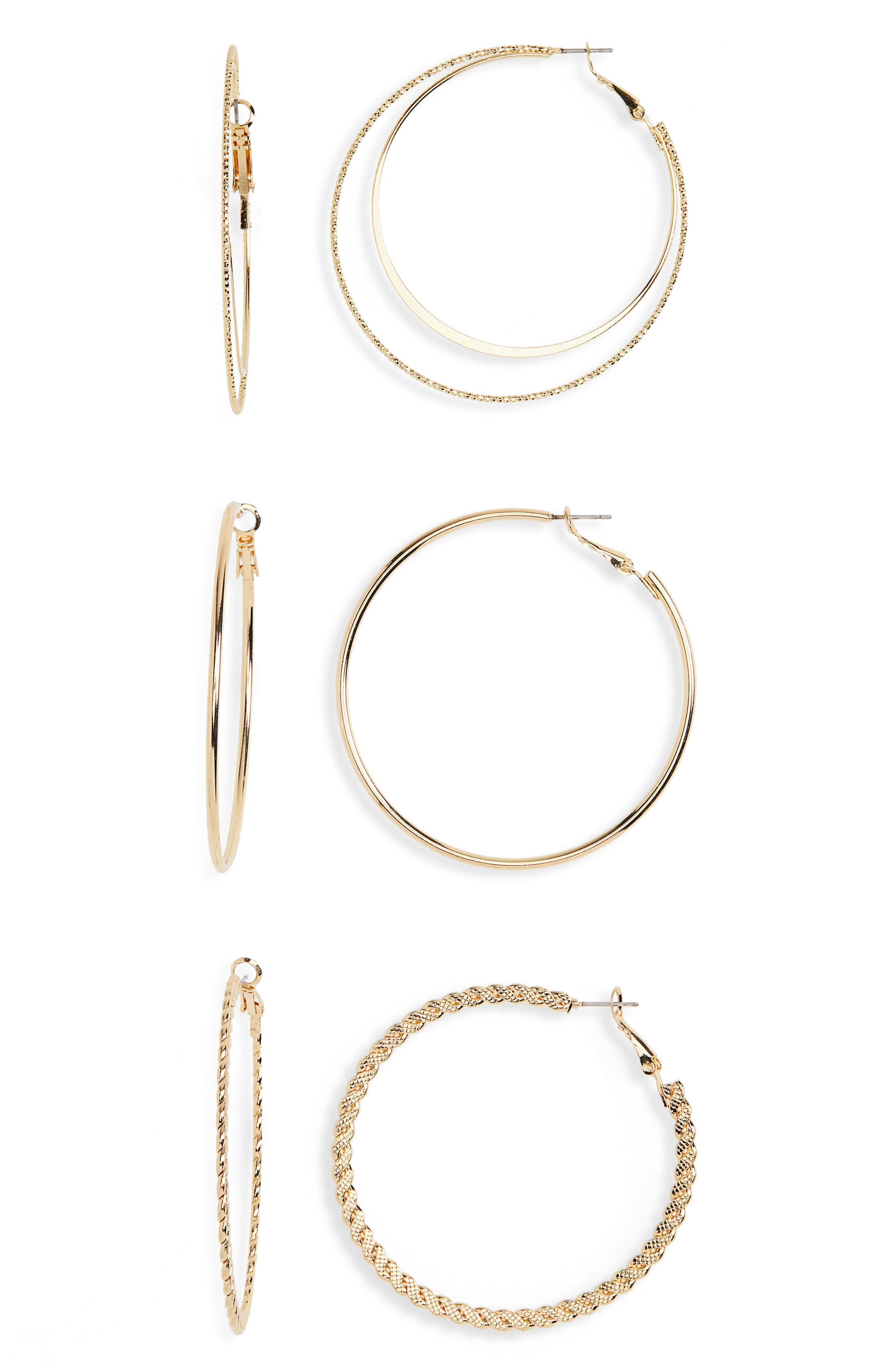 BP. 3-Pack Hoop Earrings in Gold