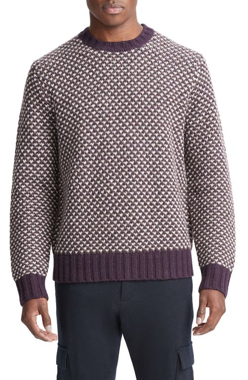 Vince Tricolor Bird's Eye Wool Blend Sweater Deep Violet Combo at Nordstrom,