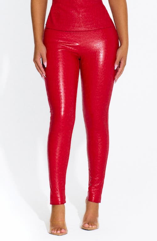 Oh So Tight Crocodile Faux Leather Leggings in Red