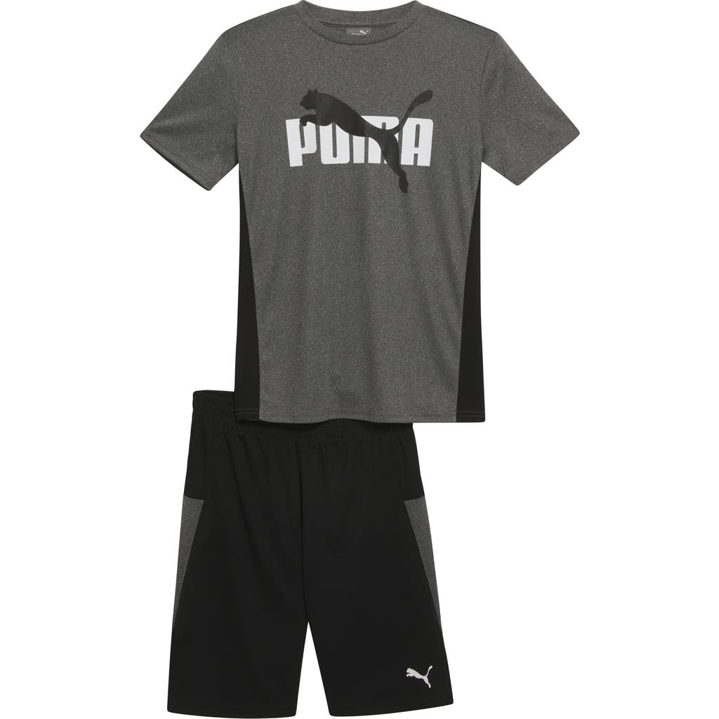 Puma Kids' Performance T-shirt & Shorts 2-piece Set In Charcoal
