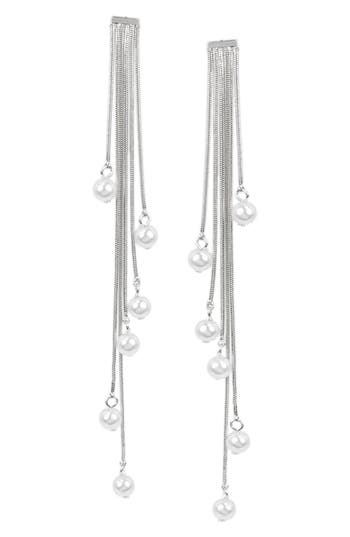 Shop Jardin Imitation Pearl Multistrand Drop Earrings In White/silver