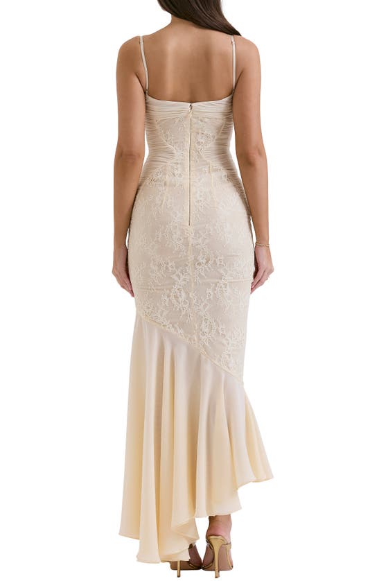 Shop House Of Cb Felicia Lace Inset Mermaid Gown In Macademia