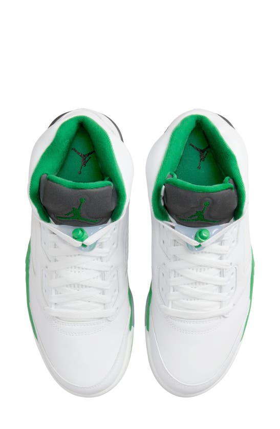 Shop Jordan Air  5 Retro Low Bluebird Sneaker In White/ Green/ Black/ Ice Blue