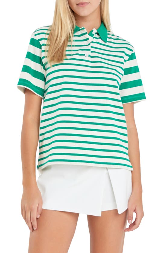 Shop English Factory Stripe Knit Polo In Green