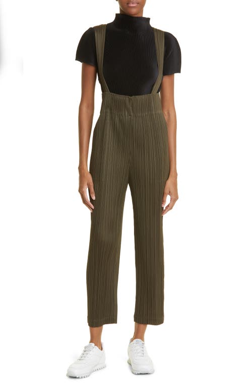 Pleats Please Issey Miyake Monthly Colors September Pleated Crop Overalls Khaki at Nordstrom,