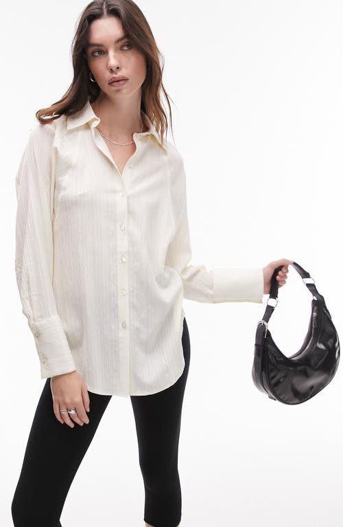 Topshop Pleat Back Textured Shirt Ivory at Nordstrom, Us