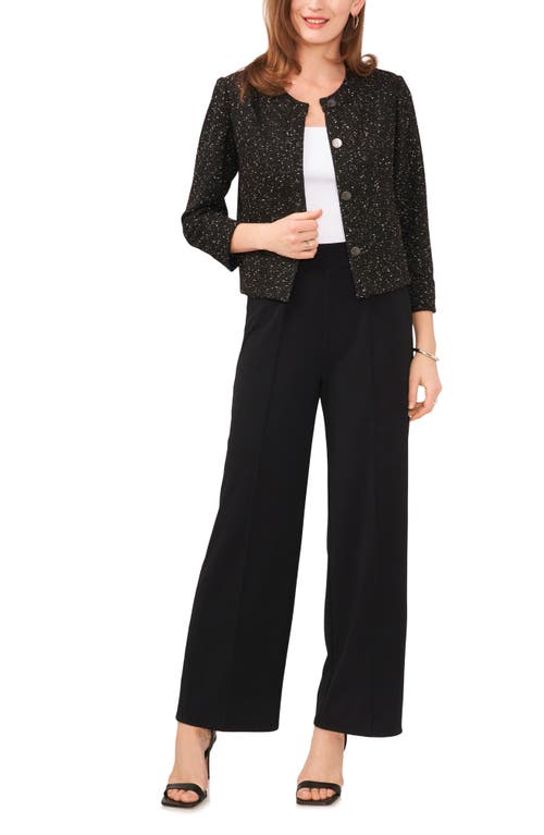 Shop Vince Camuto Tweed Knit Crop Jacket In Rich Black