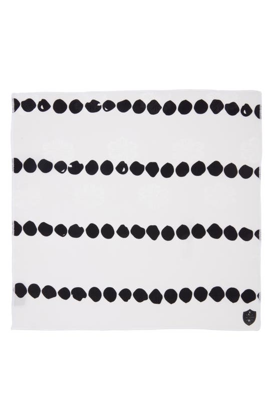 Shop Clifton Wilson Black Dot Floral Jacquard Silk Pocket Square In White