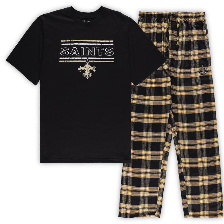 Concepts Sport Black/gold New Orleans Saints Big & Tall Flannel Sleep Set