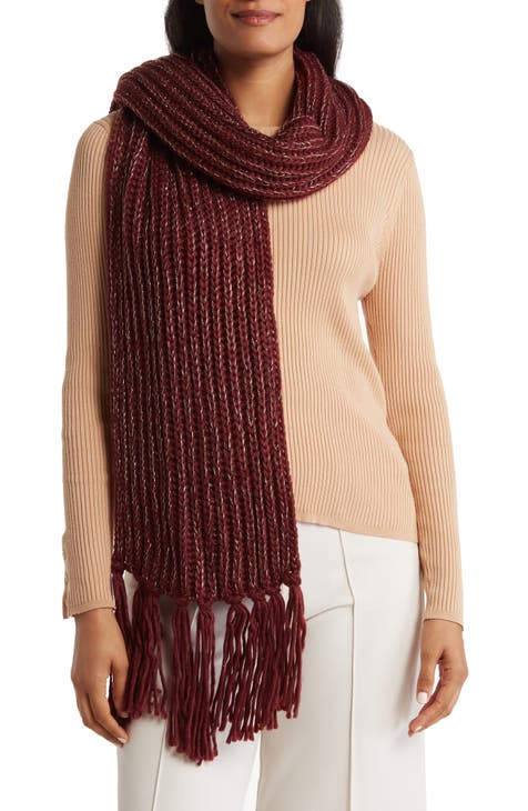 Cable Knit Fringe Scarf