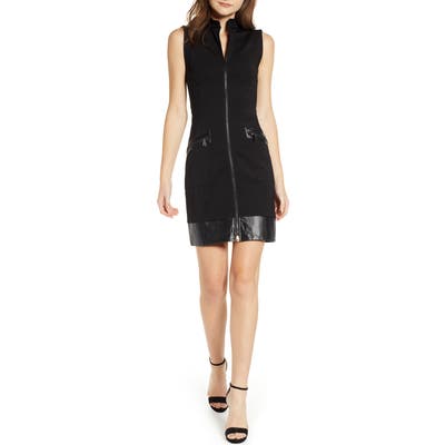 Sentimental Ny Ponte & Faux Leather Dress, Black
