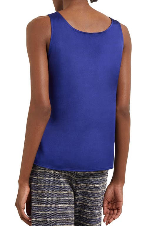 Shop Misook Classic Crêpe De Chine Tank In Starry Night Blue