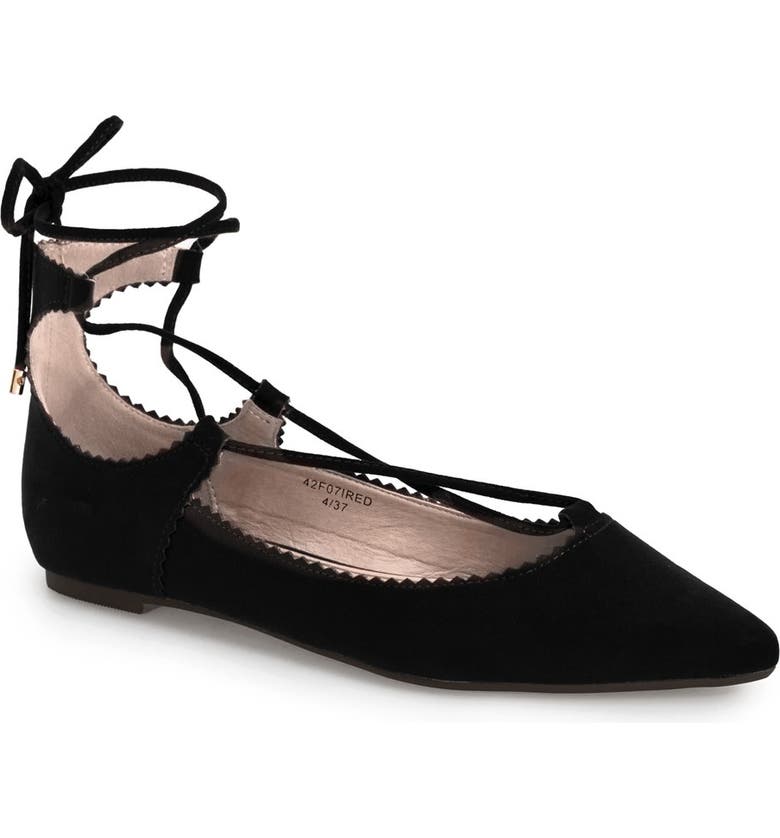 Topshop 'Finest Shillie' Lace-Up Pointy Toe Flat (Women) | Nordstrom