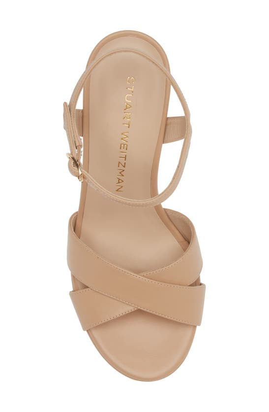 Stuart Weitzman Dayna Leather Crisscross Platform Sandals In Adobe