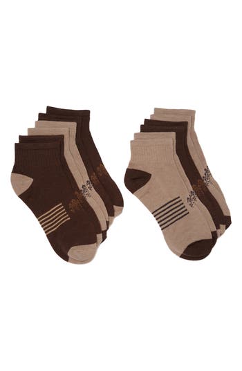 Shop Rainforest Flat Knit Pack Of 6 Ankle Socks In Oat/choc Multi