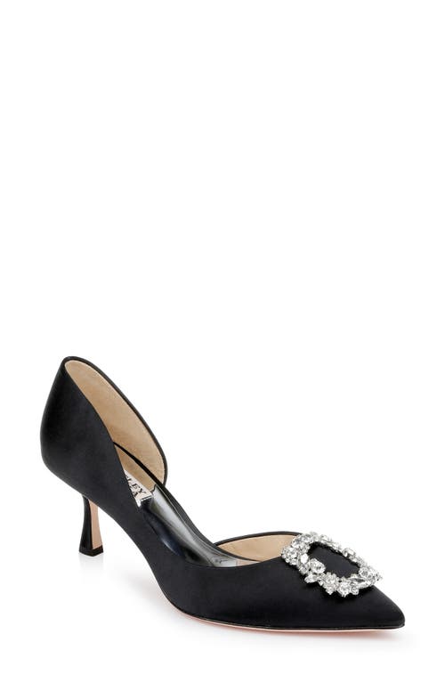 Fabia Embellished Pointed Toe Pump in Black Satin