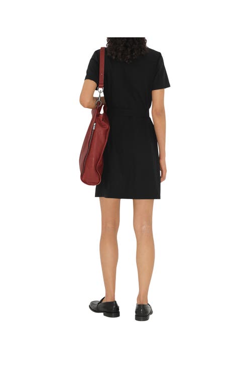 Burberry Waist Belted Midi Dress With Button Detailing In Black