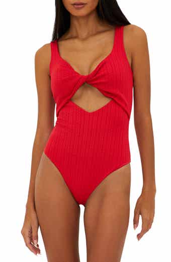 Checkered Waffle Texture Corset Cut Out One Piece Swimsuit – House of Aama