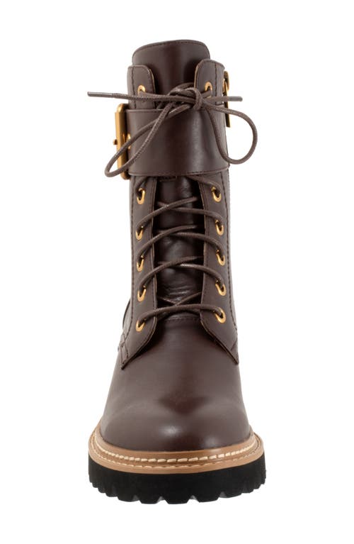 Eos Footwear Line Stack Heel Work Boot In Chestnut