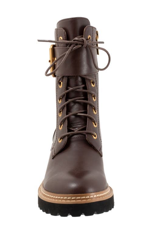 Shop Eos Footwear Line Stack Heel Work Boot In Chestnut