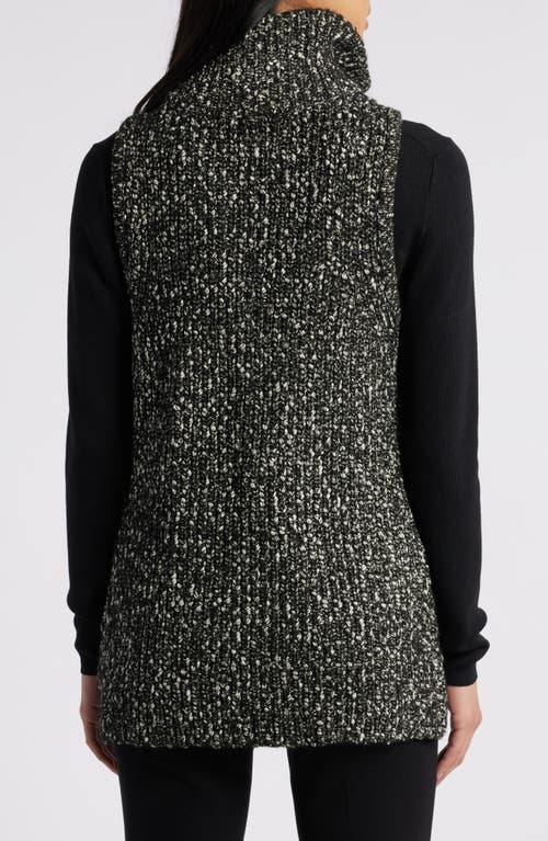 Shop Anne Klein Faux Leather Trim Bouclé Vest In Anne Black/anne White