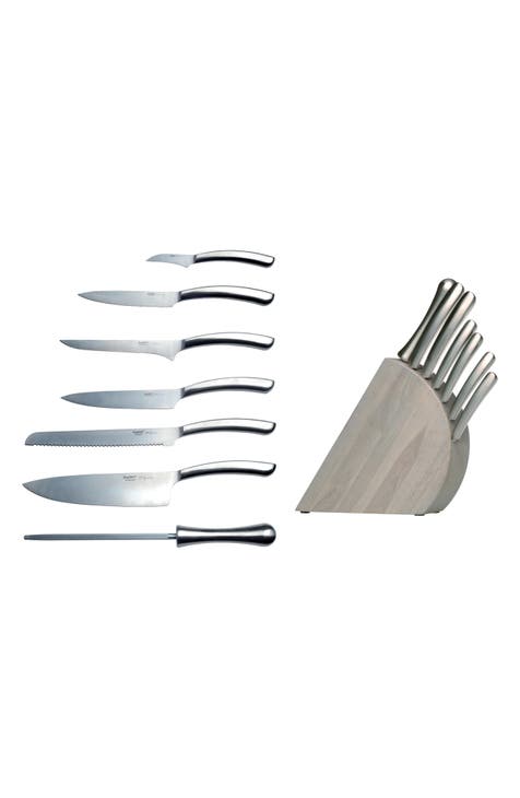 Silver Essentials Concavo 8-Piece Knife Block