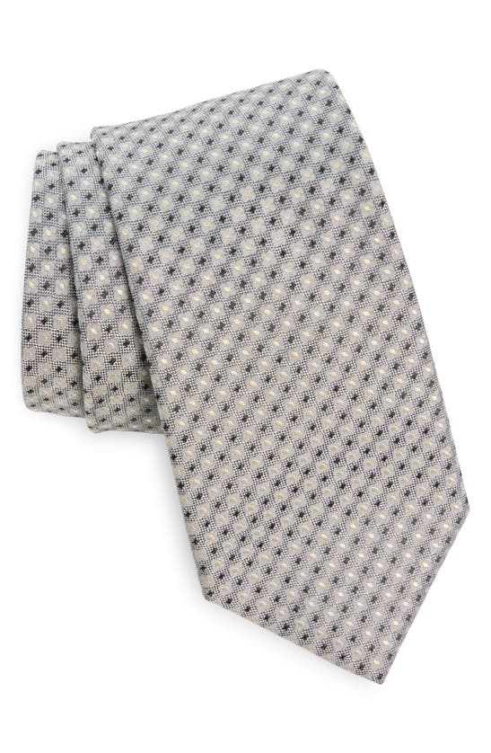 Shop Canali Neat Silk Tie In Light Grey