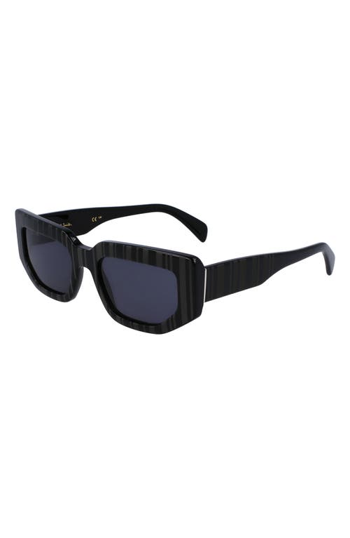 Paul Smith Kennet 54mm Rectangular Sunglasses In Allover Stripes Black