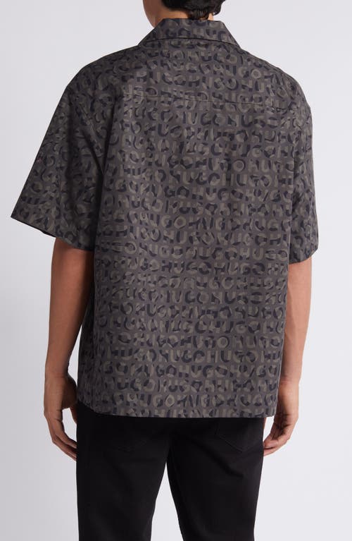 Hugo Boss Oversized-fit Shirt In Seasonal-print Cotton Poplin In Black