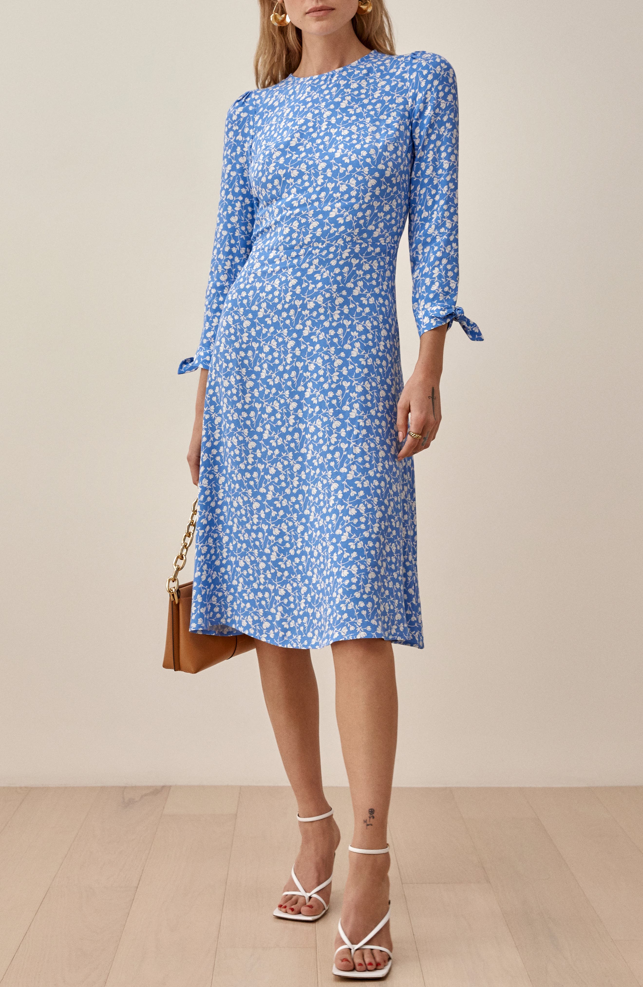 Reformation Port Print Long Sleeve Midi Dress in Marie at Nordstrom, Size 2