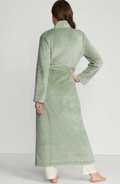 Shop Lands' End Cozy Plush Long Wrap Robe In Washed Sage