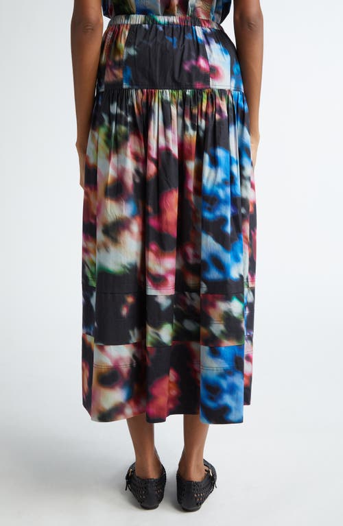 Shop Ulla Johnson Anthia Floral Tiered Cotton Midi Skirt In Aura