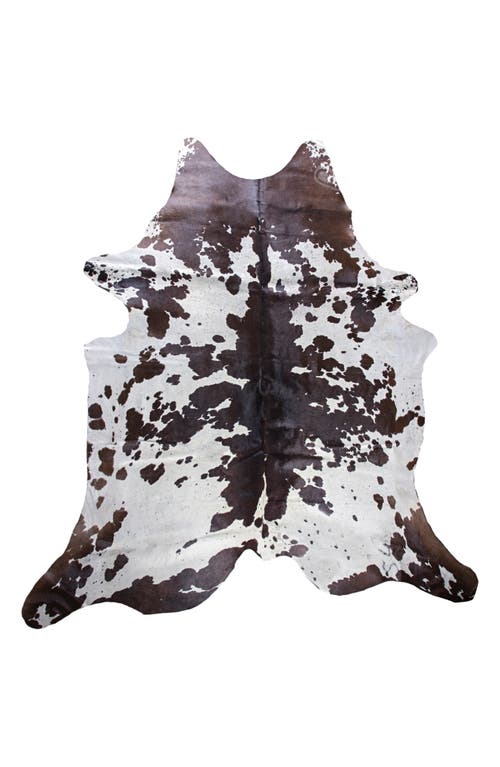 Shop Natural Genuine Cowhide Rug In White/chocolate