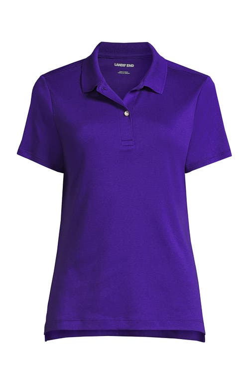 Shop Lands' End School Uniform  Short Sleeve Feminine Fit Interlock Polo Shirt In Deep Purple