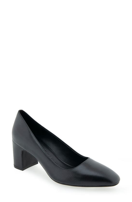 Shop Aerosoles Minetta Almond Toe Pump In Black Leather