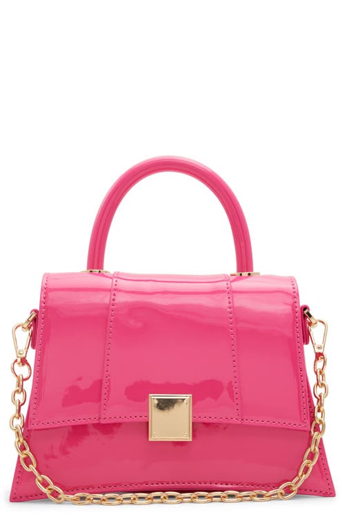 Kindraxx Patent Faux Leather Top Handle Bag in Bright Pink