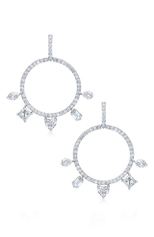 Fancy Cut Diamond Hoop Earrings in 18K Wg