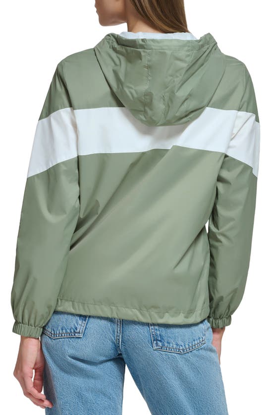 Shop Levi's Colorblock Hooded Jacket In Sea Green
