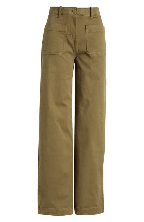 Shop Caslonr Caslon(r) Ultra High Waist Patch Pocket Wide Leg Pants In Olive Burnt