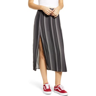 Good Luck Gem Slit Front Midi Skirt, Black
