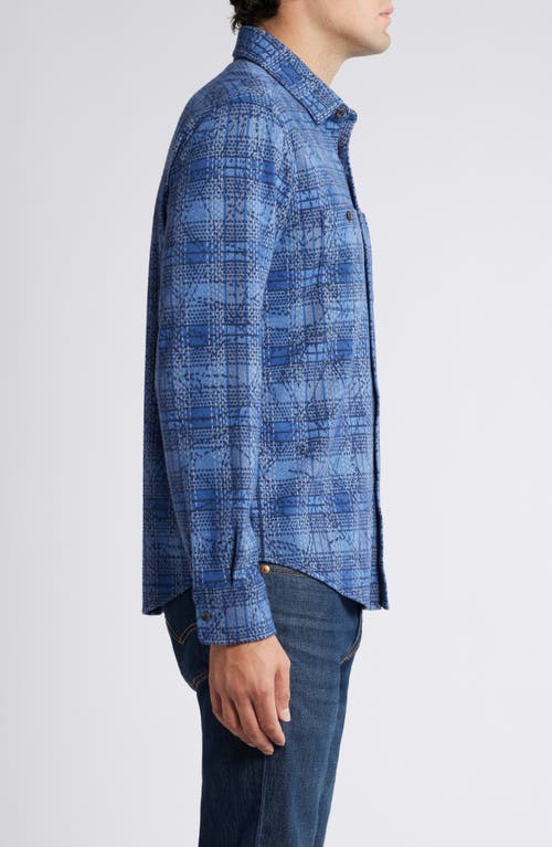 Shop Tommy Bahama Fireside Fronds Plaid Strech Flannel Button-up Shirt In Blue Marlin