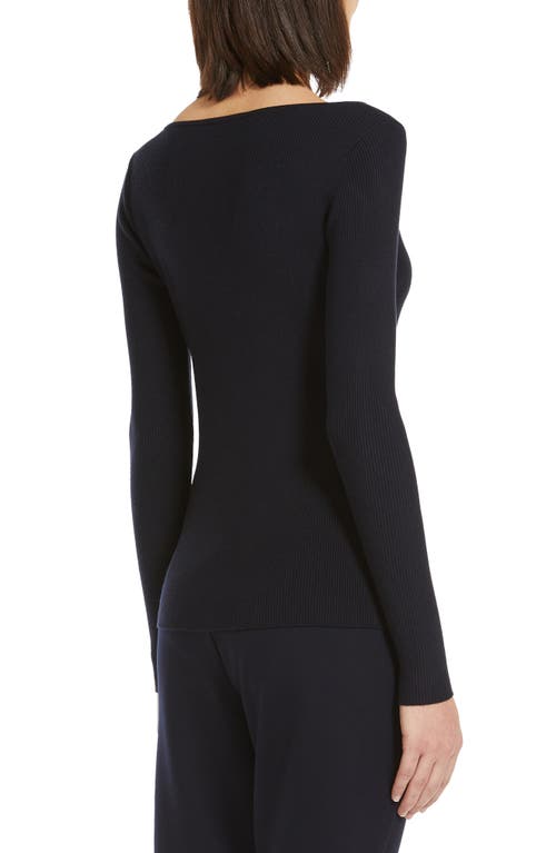 Shop Max Mara Leisure Treviso Ballet Neck Rib Sweater In Navy