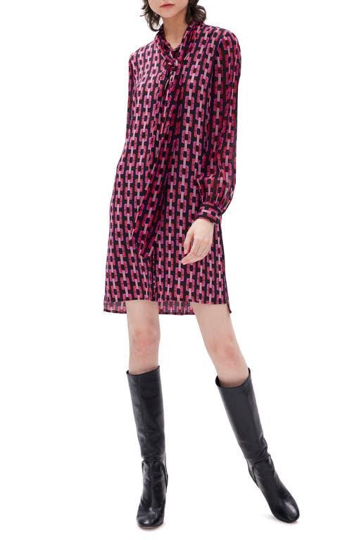 Diane von Furstenberg Prue Geo Print Long Sleeve Dress Chain Multi Lg Red at Nordstrom,